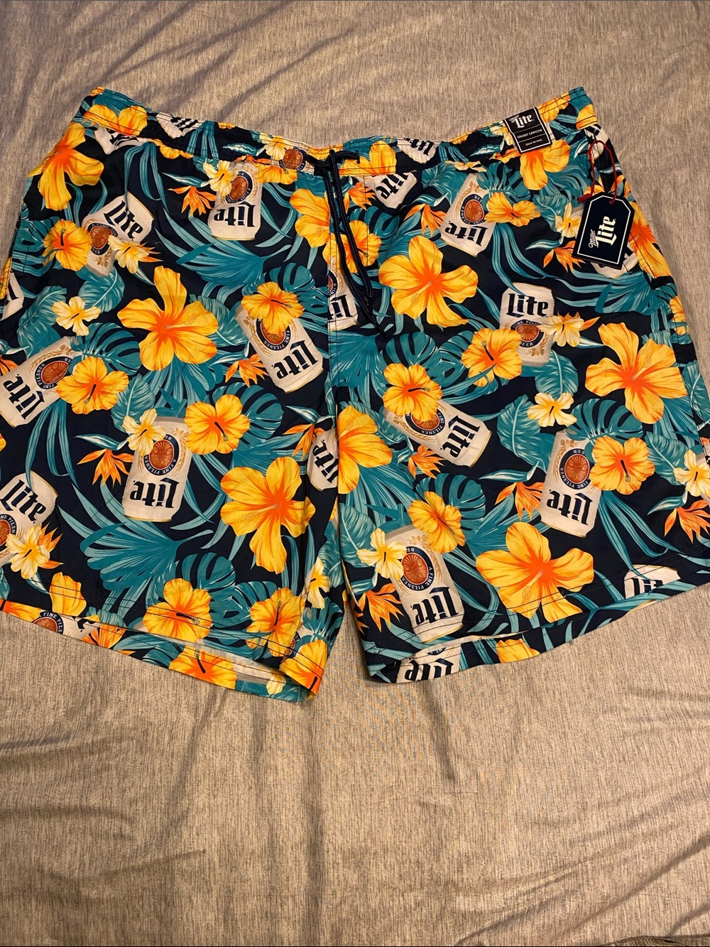 Miller Lite Navy and Orange The Lite‎ Tropics Men's Swim Trunks Sz 3X NWT